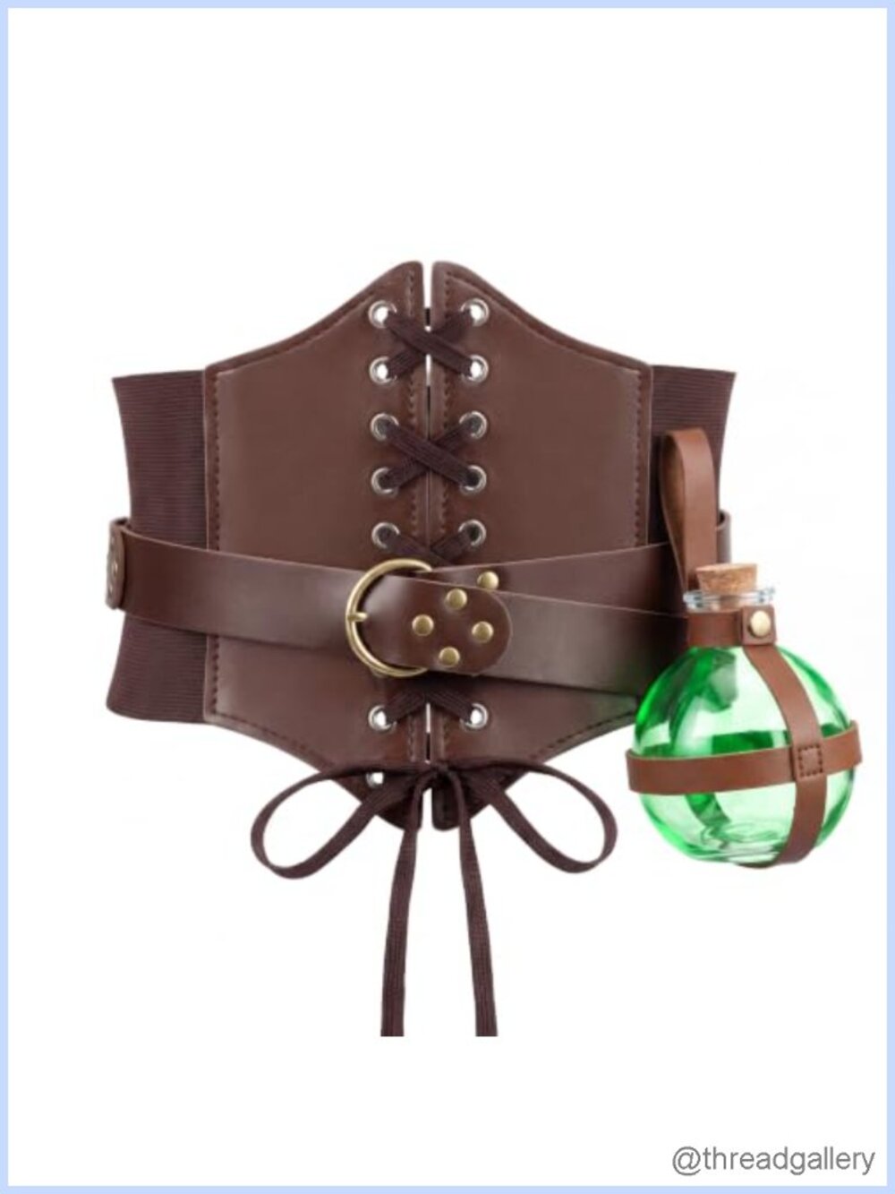 Renaissance Corset Belt with Potion Bottle Costume Set PU Leather